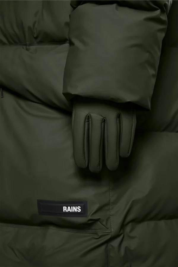 Détail gants RAINS vert
